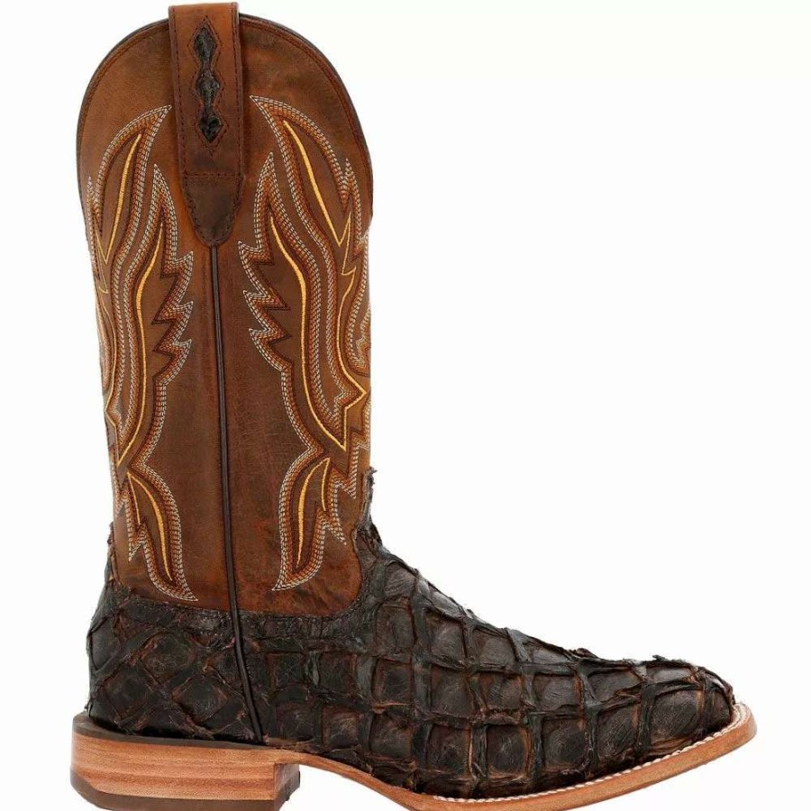 Mens Western Boots * | Durango Boots Durango Premium Exotics Brown Pirarucu 12" Mens Western Boots