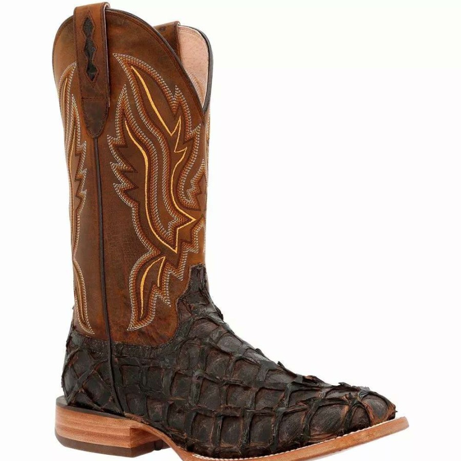 Mens Western Boots * | Durango Boots Durango Premium Exotics Brown Pirarucu 12" Mens Western Boots