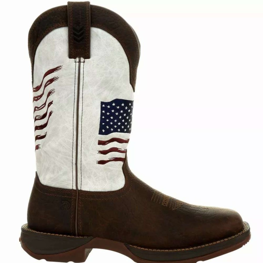 Mens Western Boots * | Rocky Boots Rocky Ddb0312 White Distressed Flag Mens Western Boots