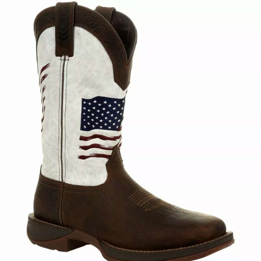 Mens Western Boots * | Rocky Boots Rocky Ddb0312 White Distressed Flag Mens Western Boots