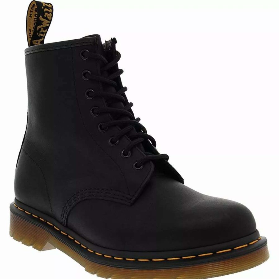 Mens Casual Boots * | Dr. Martens Shoes Dr. Martens 1460 Greasy Black 8 Eye Unisex Casual Boots