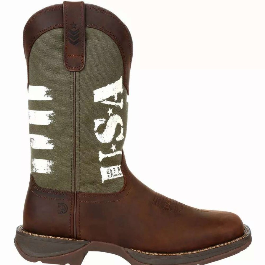 Mens Western Boots * | Durango Boots Durango Rebel Army Green Usa Print 12" Mens Western Boots