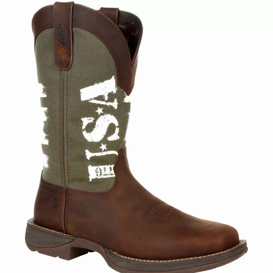 Mens Western Boots * | Durango Boots Durango Rebel Army Green Usa Print 12" Mens Western Boots